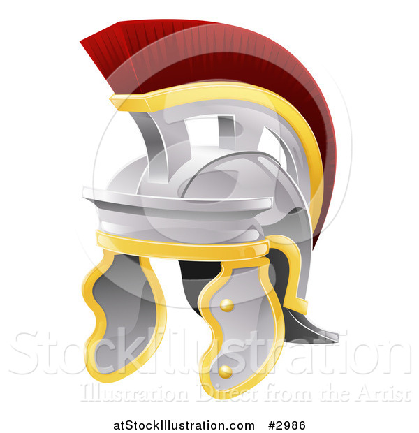 Vector Illustration of a Red Crested Galea Style Helmet