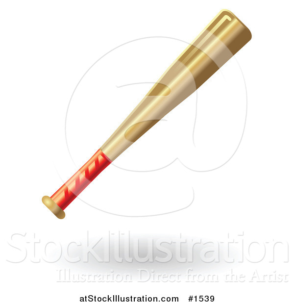 Vector Illustration of a Red Handled Wooden Baseball Bat