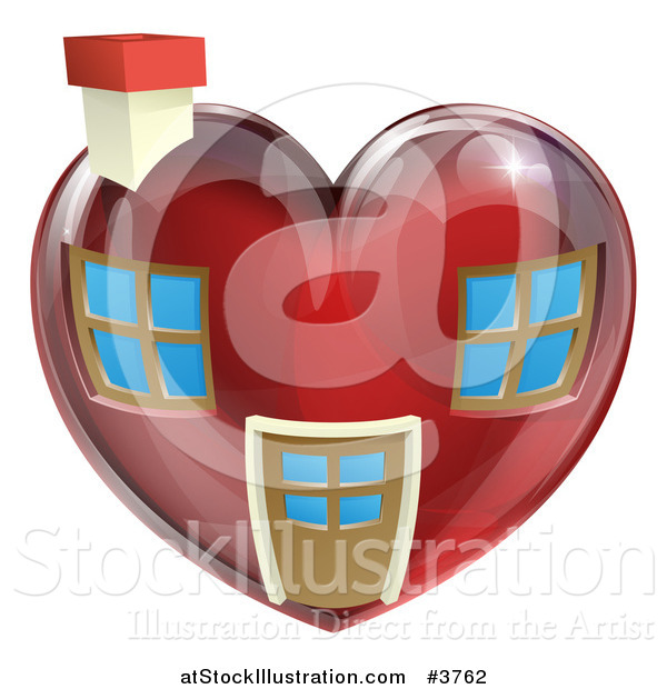 Vector Illustration of a Red Heart Shaped Home