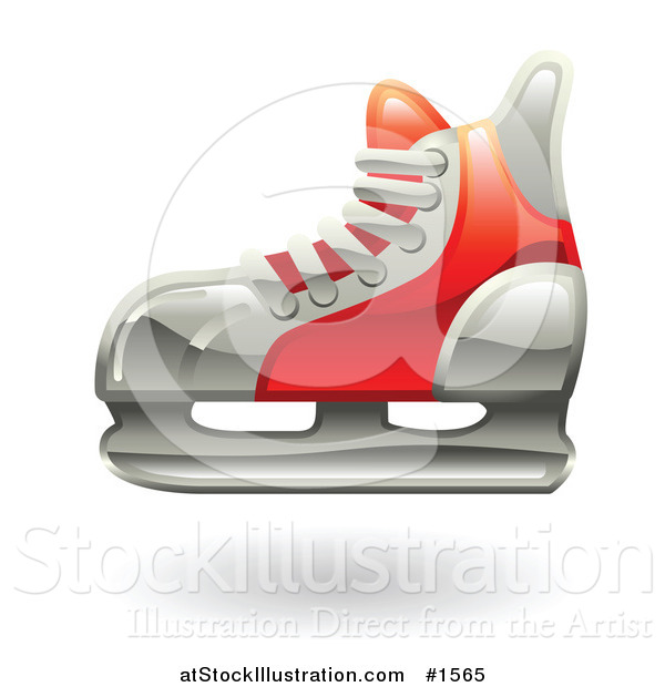 Vector Illustration of a Red Hockey Ice Skate