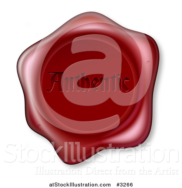 Vector Illustration of a Red Wax Seal Stamped with Authentic Text