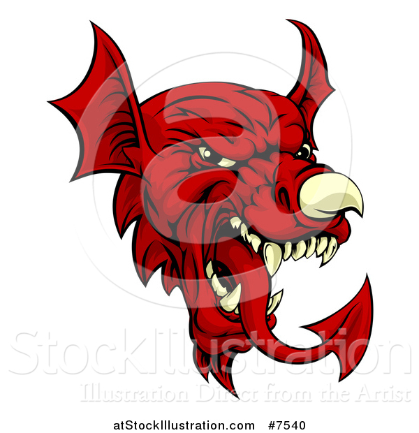 Vector Illustration of a Red Welsh Dragon Mascot