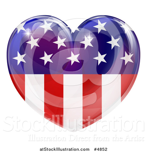 Vector Illustration of a Reflective American Flag Heart