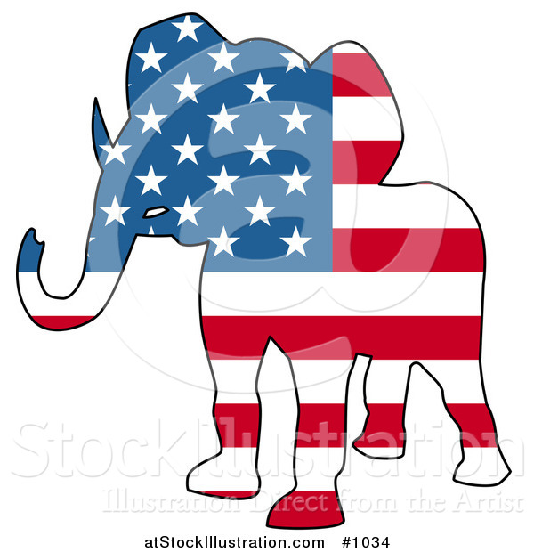 Vector Illustration of a Republican Elephant American Flag