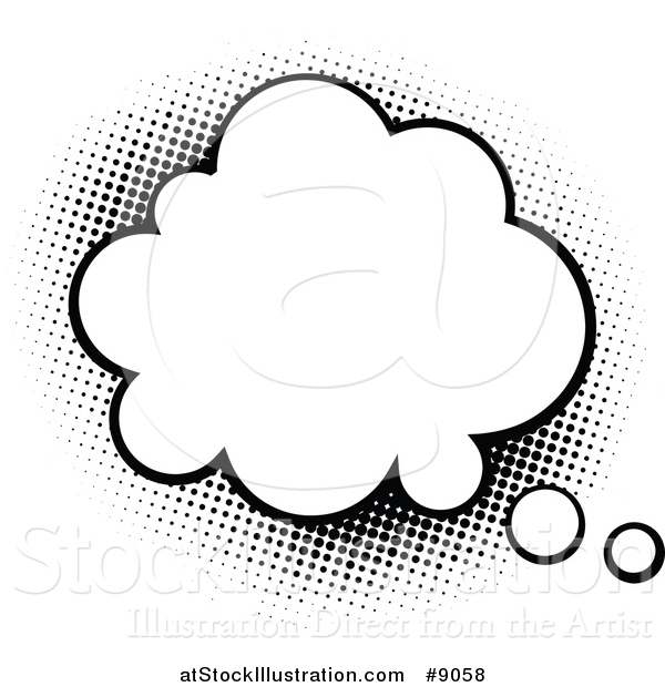 Vector Illustration of a Retro Black and White Pop Art Comic Styled Thought Balloon