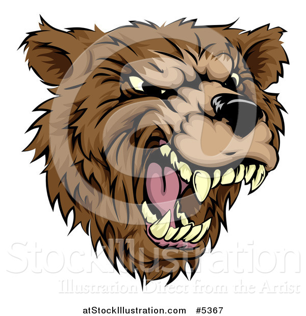 Vector Illustration of a Roaring Aggressive Bear Mascot Head