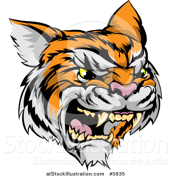 Vector Illustration of a Roaring Angry Tiger Mascot Head