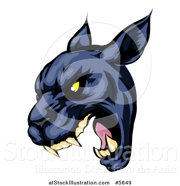 Vector Illustration of a Roaring Black Panther Mascot Head