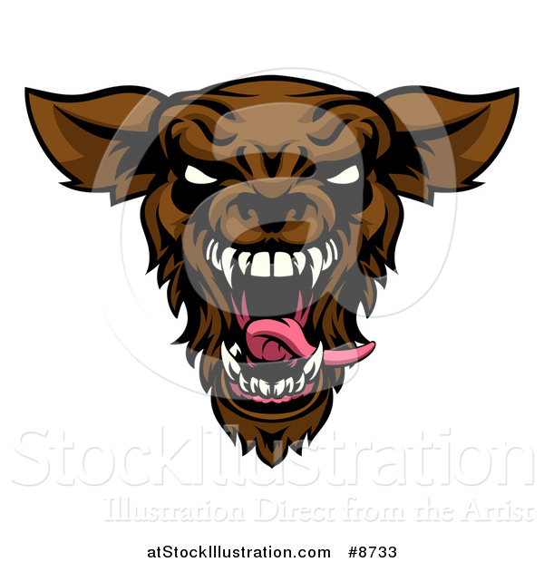 Vector Illustration of a Roaring Brown Werewolf Head