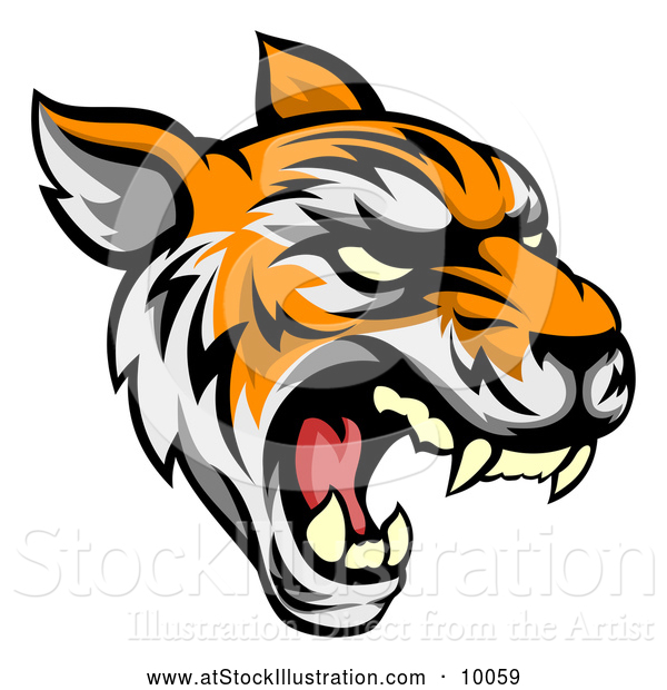 Vector Illustration of a Roaring Vicious Tiger Mascot Face