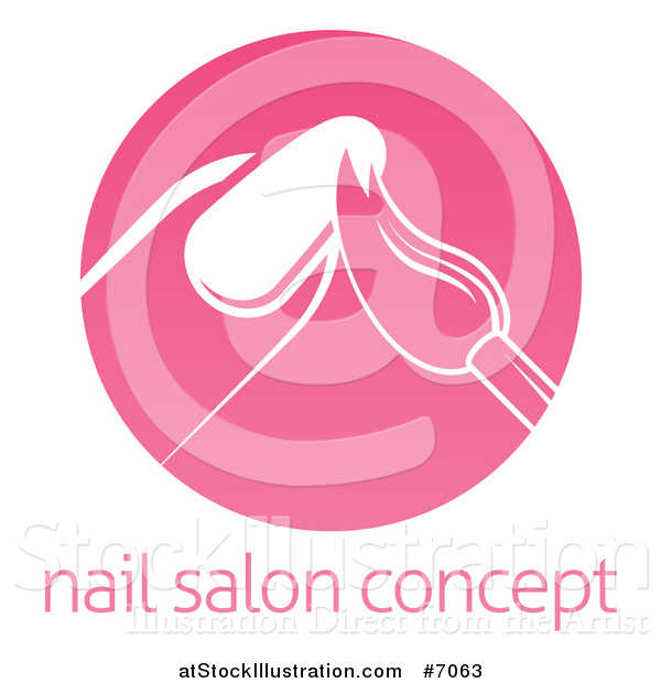 Vector Illustration of a Round Pink Nail Polish Manicure Logo with Sample Text