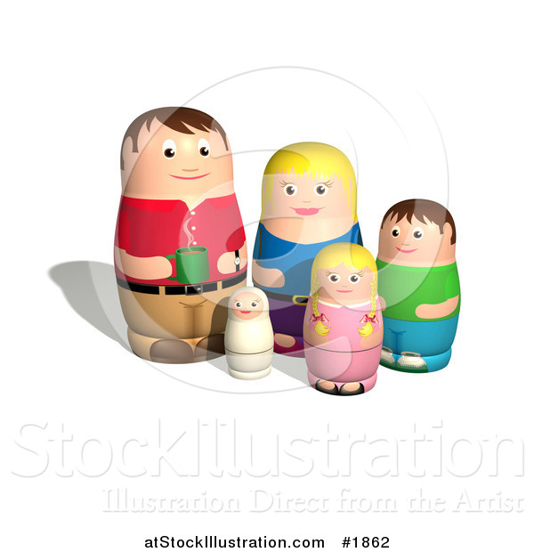 Vector Illustration of a Russian Doll Family
