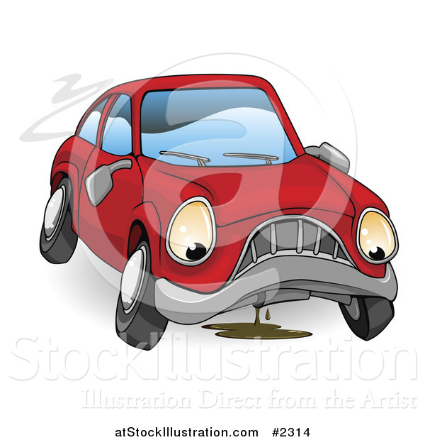 Vector Illustration of a Sad Leaking Car