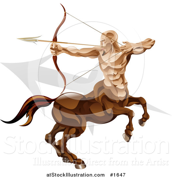 Vector Illustration of a Sagittarius the Archer Centaur with the Zodiac Symbol