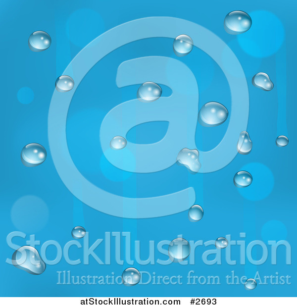 Vector Illustration of a Seamless Blue Background of Water Drops and Streaks