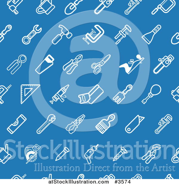 Vector Illustration of a Seamless Blue Tool Background