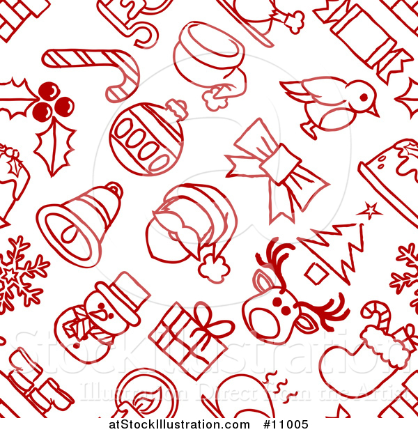 Vector Illustration of a Seamless Red and White Christmas Icon Pattern Background