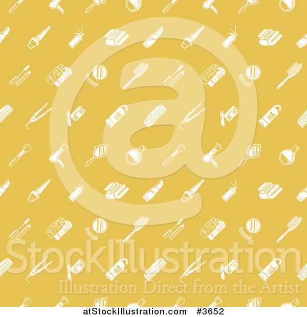 Vector Illustration of a Seamless Yellow Background with Beauty Icons