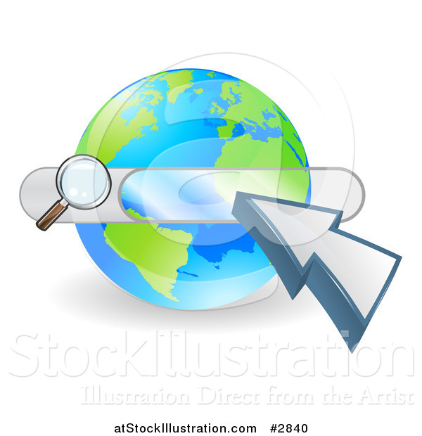Vector Illustration of a Search Box and Arrow Cursor over a Globe