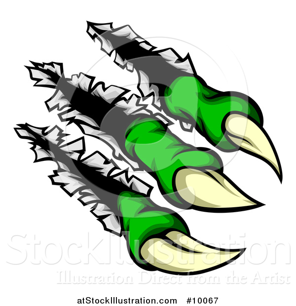 Vector Illustration of a Sharp Green Claws Shredding Through Metal