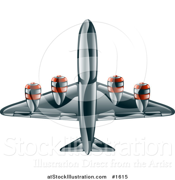 Vector Illustration of a Shiny Black Commercial Airliner Plane