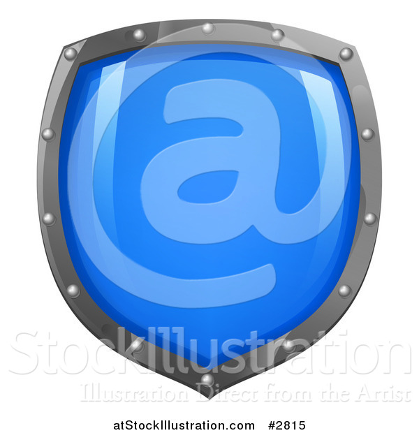 Vector Illustration of a Shiny Blue Shield with Silver Edges