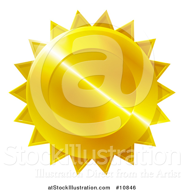 Vector Illustration of a Shiny Gradient Golden Star Shaped Metal Award Badge