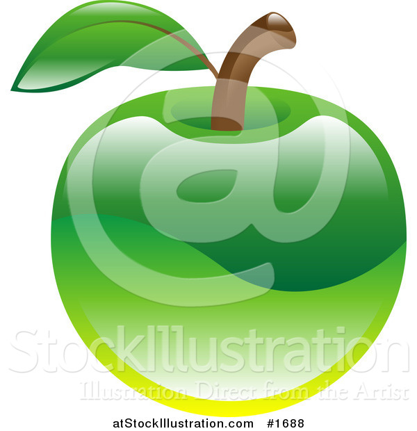 Vector Illustration of a Shiny Organic Green Apple