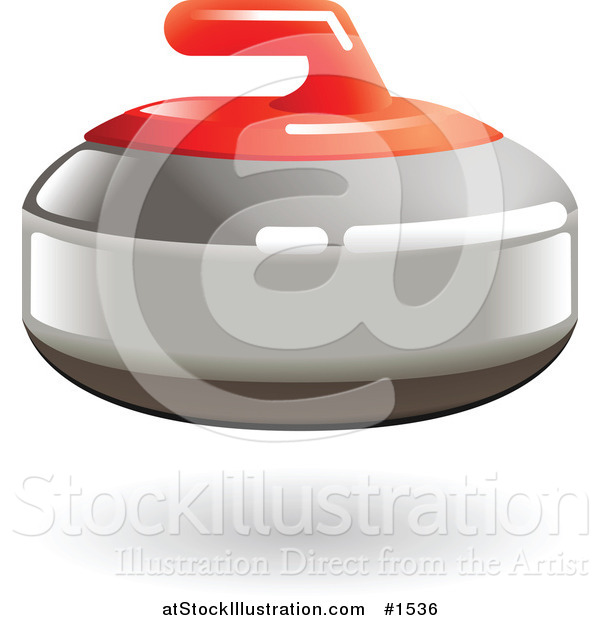 Vector Illustration of a Shiny Red Handled Curling Stone