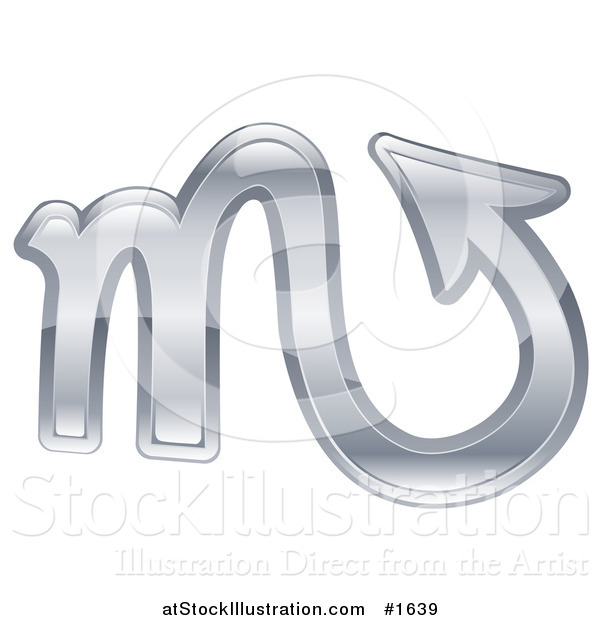 Vector Illustration of a Shiny Silver Scorpio Zodiac Astrology Symbol