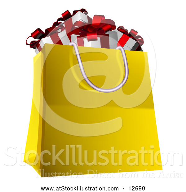 Vector Illustration of a Shopping Bag Full of Christmas Gifts