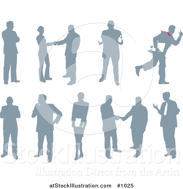 Vector Illustration of a Silhouetted Business People Collection Version 3
