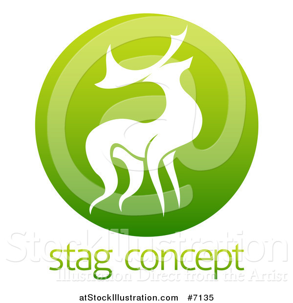 Vector Illustration of a Silhouetted Stag Deer Buck in a Gradient Green Circle over Sample Text