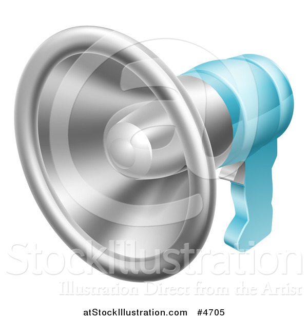 Vector Illustration of a Silver and Blue Megaphone