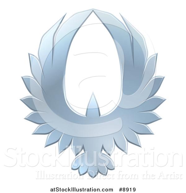 Vector Illustration of a Silver Eagle Forming an Oval with Its Wings