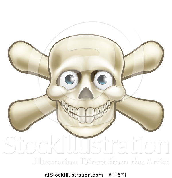 Vector Illustration of a Skull and Crossbones with Eyes