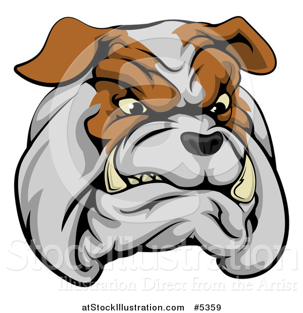 Vector Illustration of a Snarling Aggressive Bulldog Mascot Head