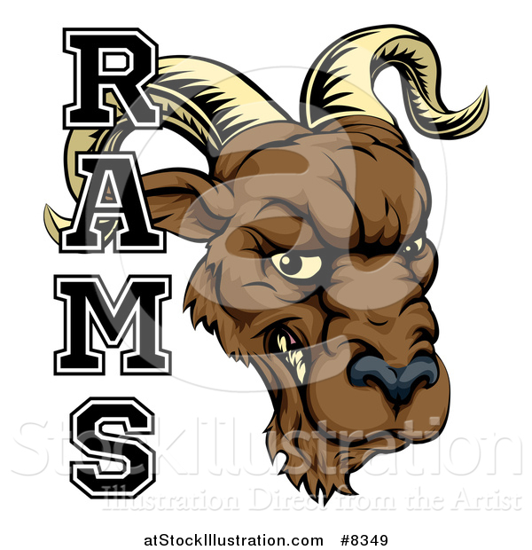 Vector Illustration of a Snarling Ram Head Mascot with Text