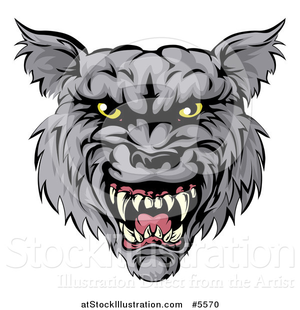 Vector Illustration of a Snarling Wolf Mascot Head