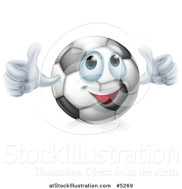 Vector Illustration of a Soccer Ball Character Giving Two Thumbs up