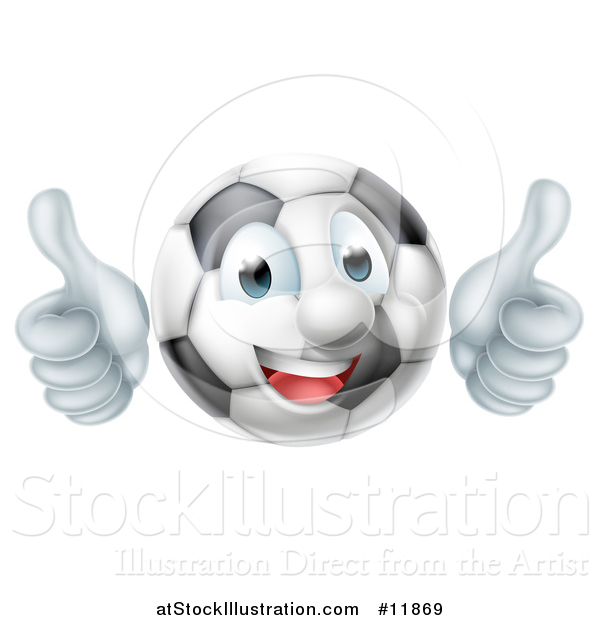 Vector Illustration of a Soccer Ball Mascot Character Giving Two Thumbs up