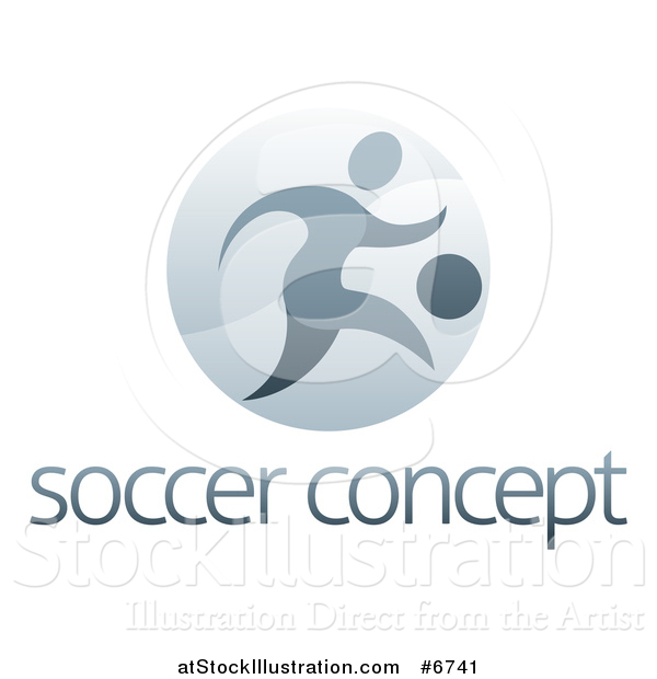 Vector Illustration of a Soccer Player in Action Inside a Shiny Circle over Sample Text