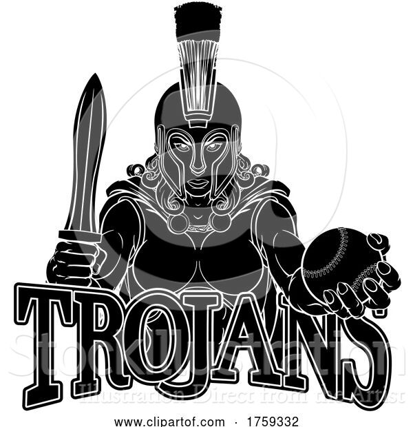 Vector Illustration of a Spartan Femal Warrior Lady Baseball Sports Mascot