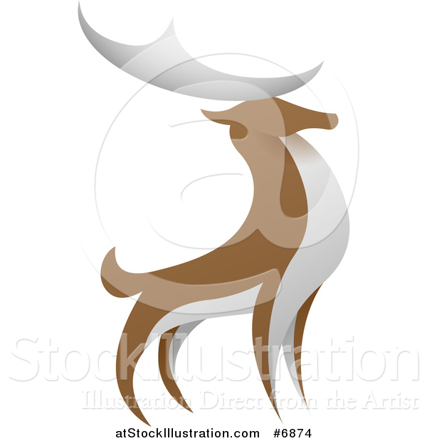 Vector Illustration of a Standing Brown and White Stag Deer Buck