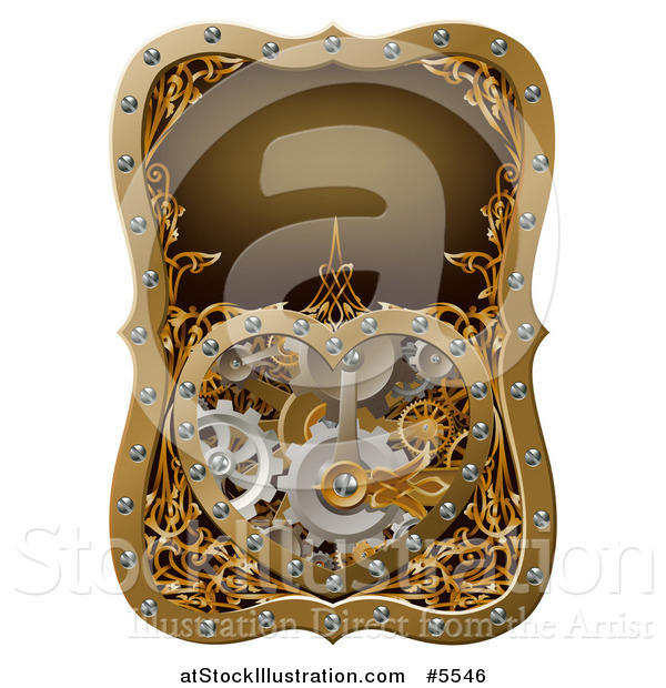 Vector Illustration of a Steampunk Clock Work Heart with Gears