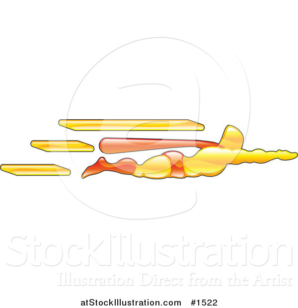 Vector Illustration of a Super Hero Flying with His Arms Out, His Red Cape Stretched in the Wind