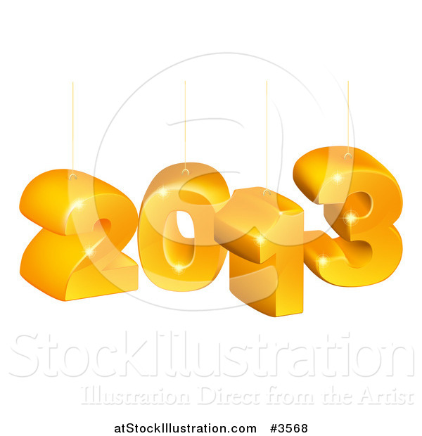 Vector Illustration of a Suspended 3d 2013 New Year Numbers
