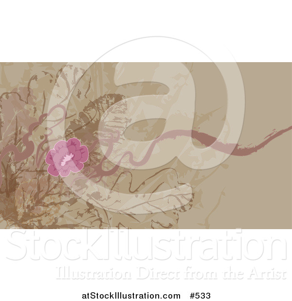 Vector Illustration of a Tan Website Background with Pink Flowers