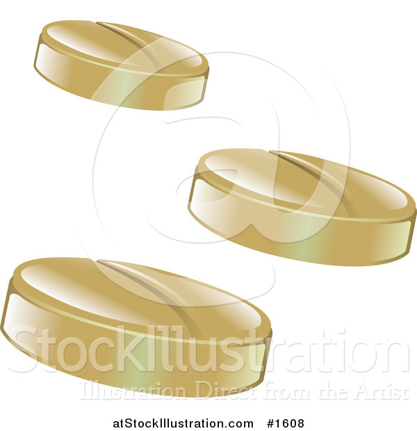 Vector Illustration of a Three Brown Pills or Vitamins