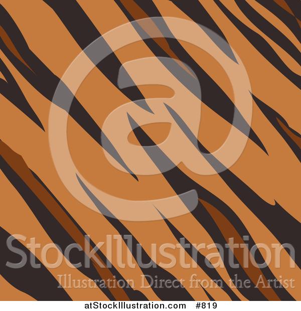 Vector Illustration of a Tiger Animal Print Background with Brown, Tan and Black Stripes in a Pattern